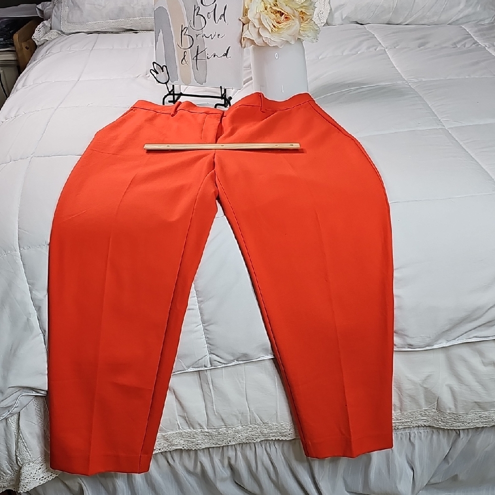 Ann Taylor Vibrant Orange Curvy Fit Dress Pants